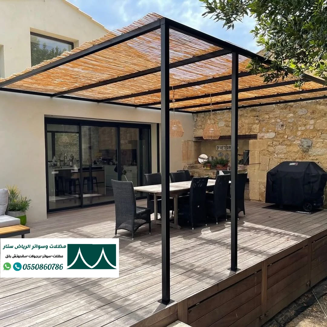 تركيب مظلات خيزران للجلسات الخارجية